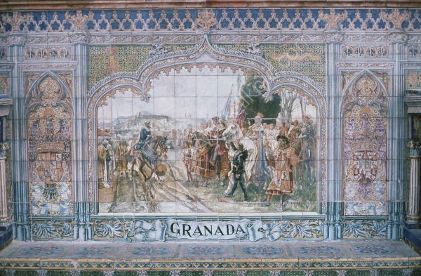 Tilework representing Granada, Plaza de Espana, Seville